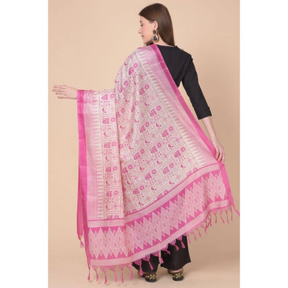 Women's Art Silk Printed Shawl (Pink, Length: 2.25 to 2.50 Mtr)