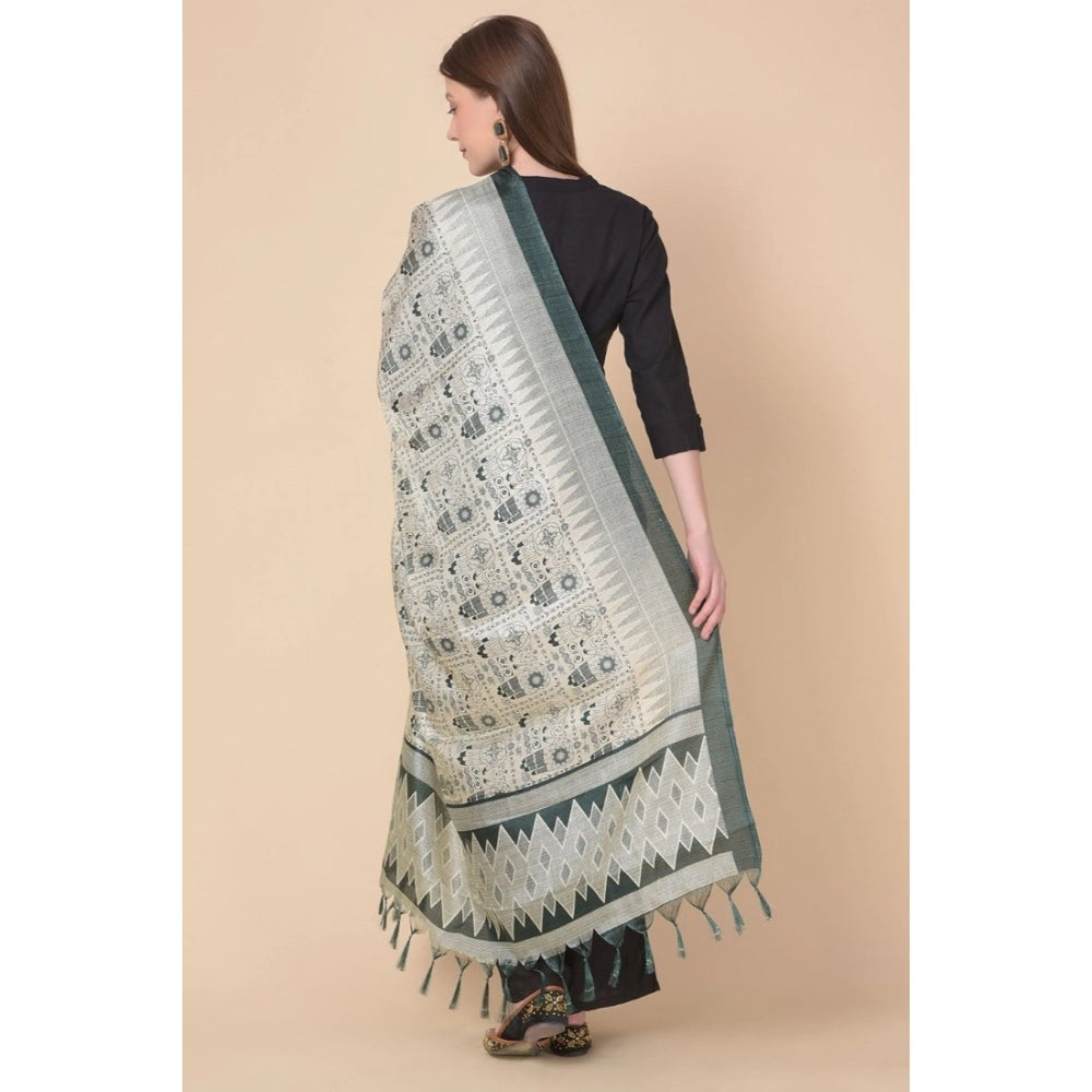 Women's Art Silk Printed Shawl (Grey, Length: 2.25 to 2.50 Mtr)