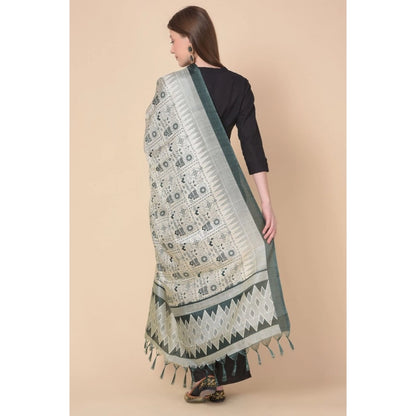 Women's Art Silk Printed Shawl (Grey, Length: 2.25 to 2.50 Mtr)