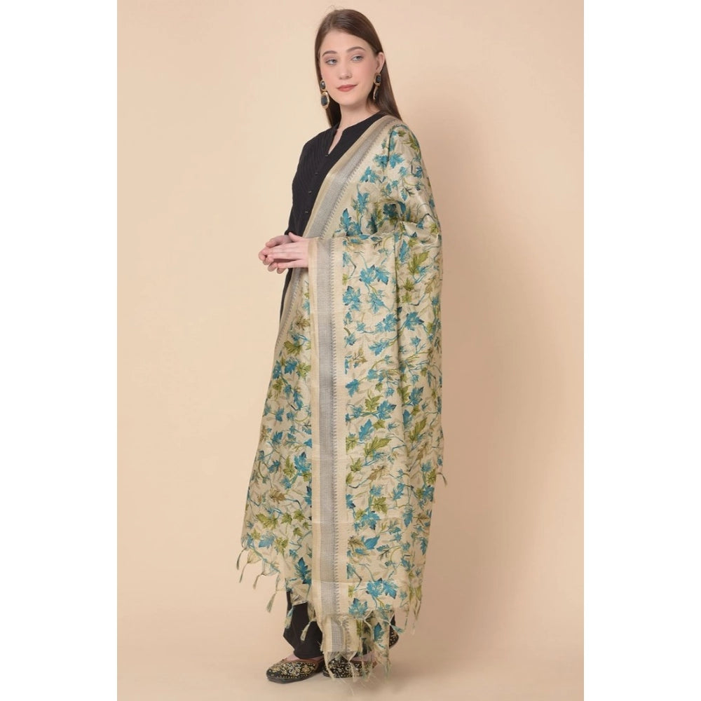 Women's Art Silk Printed Shawl (Gold, Length: 2.25 to 2.50 Mtr)