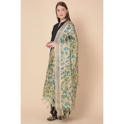 Women's Art Silk Printed Shawl (Gold, Length: 2.25 to 2.50 Mtr)