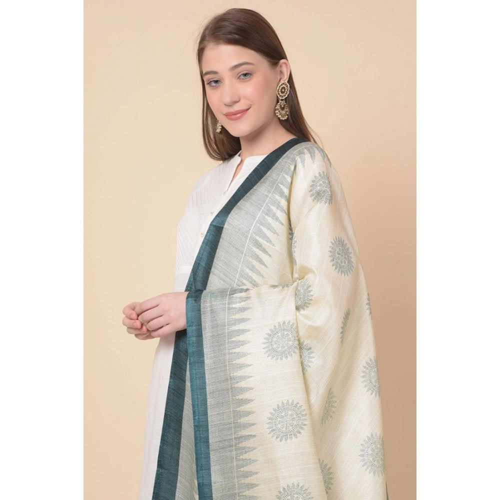 Women's Art Silk Printed Shawl (Grey, Length: 2.25 to 2.50 Mtr)
