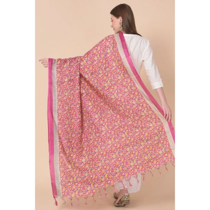 Women's Art Silk Printed Shawl (Pink, Length: 2.25 to 2.50 Mtr)
