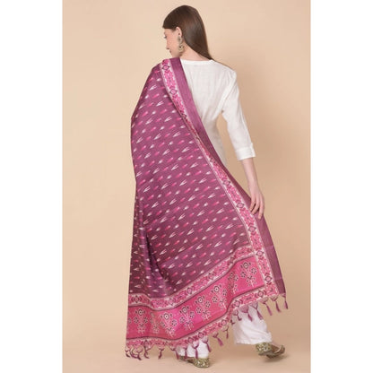 Women's Art Silk Printed Shawl (Purple, Length: 2.25 to 2.50 Mtr)