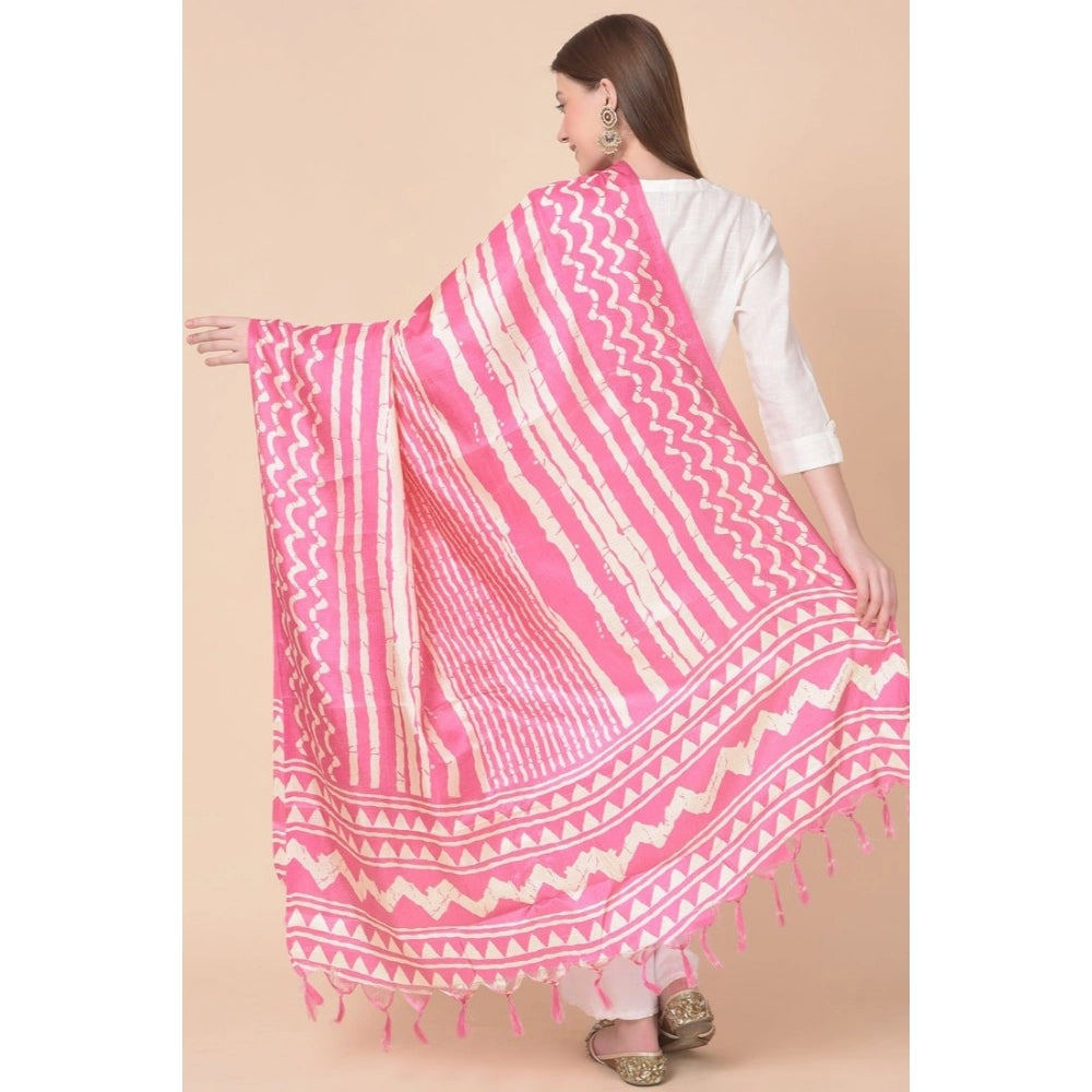 Women's Art Silk Printed Shawl (Pink, Length: 2.25 to 2.50 Mtr)