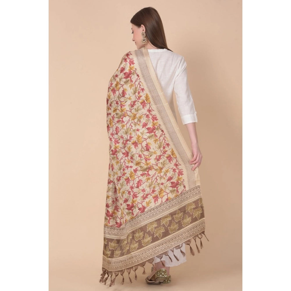 Women's Art Silk Printed Shawl (Gold, Length: 2.25 to 2.50 Mtr)