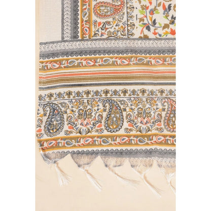 Women's Art Silk Printed Shawl (White, Length: 2.25 to 2.50 Mtr)