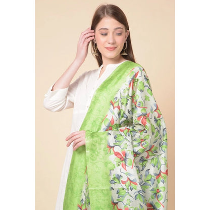 Women's Art Silk Printed Shawl (Light Green, Length: 2.25 to 2.50 Mtr)