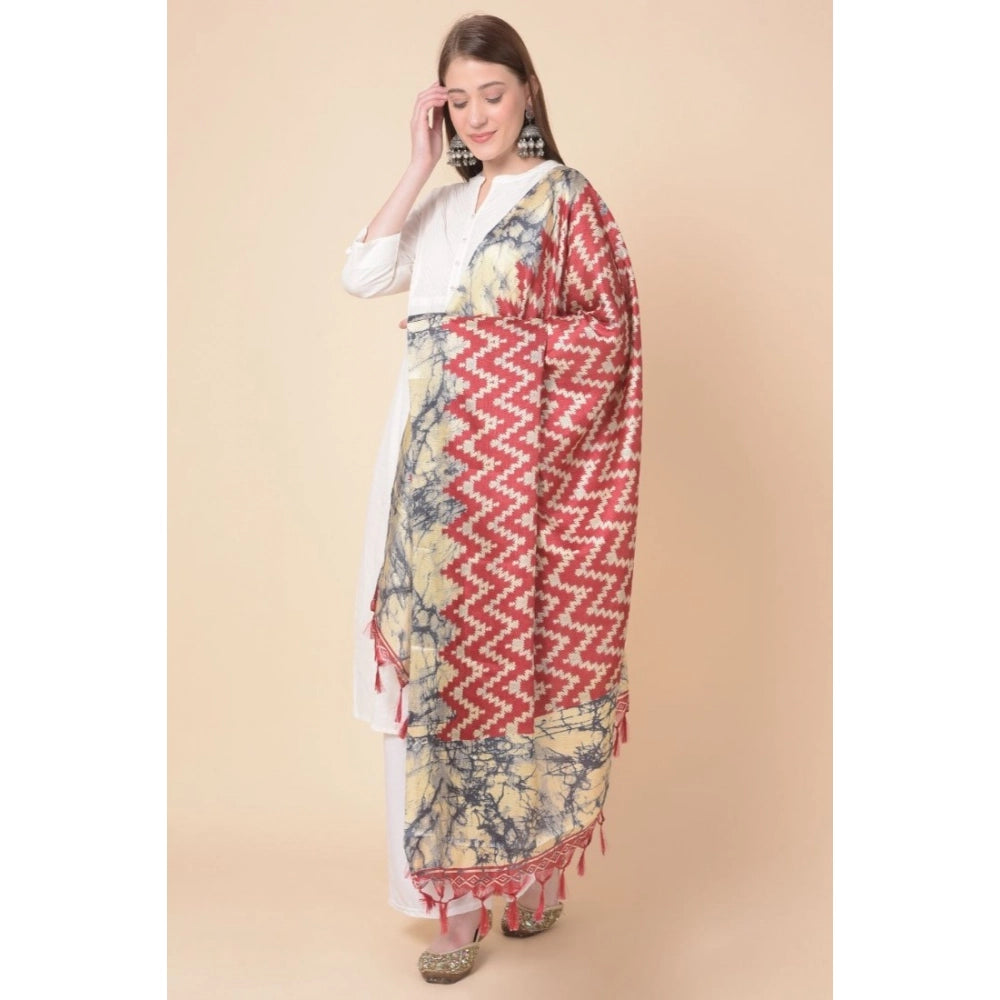 Women's Art Silk Printed Shawl (Maroon, Length: 2.25 to 2.50 Mtr)