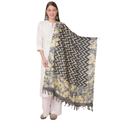 Women's Art Silk Printed Shawl (Black, Length: 2.25 to 2.50 Mtr)