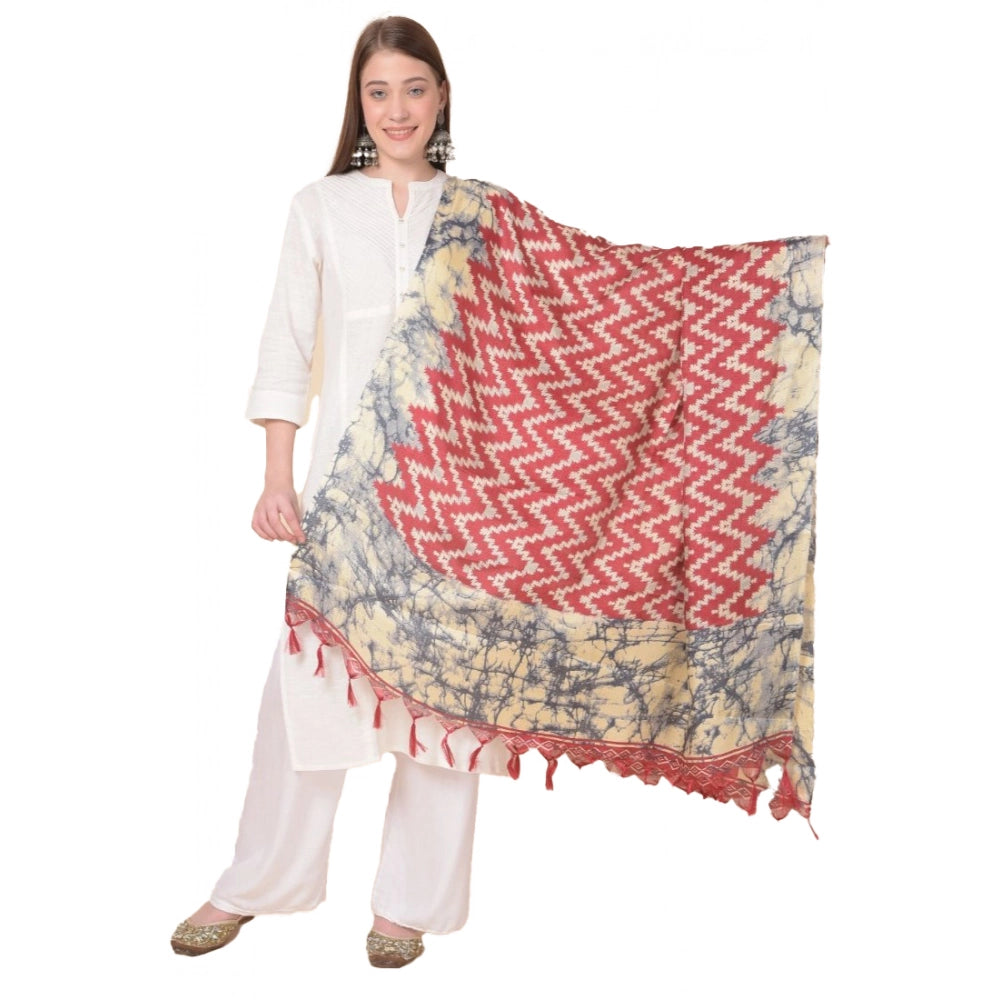 Women's Art Silk Printed Shawl (Maroon, Length: 2.25 to 2.50 Mtr)