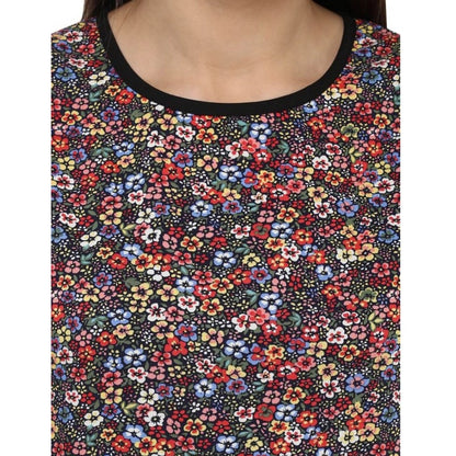 Women's Polyester Printed Sleeveless Knee-Length Dress (Multicolor)