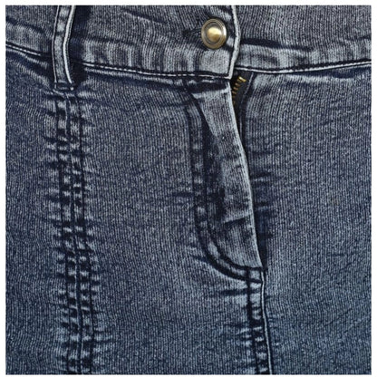 Women's Denim Tie Up Buttoned Skirt (Blue)
