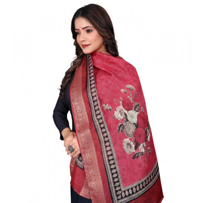 Women's chanderi silk  Printed Shawl (Red, Length: 2 Mtr)