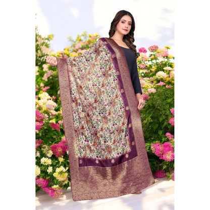 Women's chanderi silk  Printed Shawl (Magenta, Length: 2 Mtr)