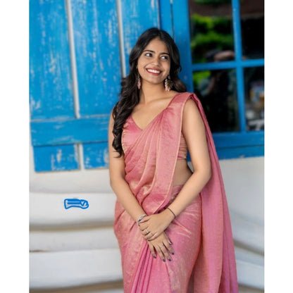 Women's Silk Embroidred Saree With Unstitched Blouse 5.5Mtr (Pink)