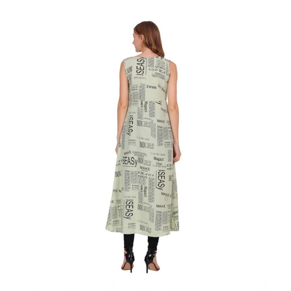 Women's Casual Crepe Sleeveless Slit Dress (Light Green)