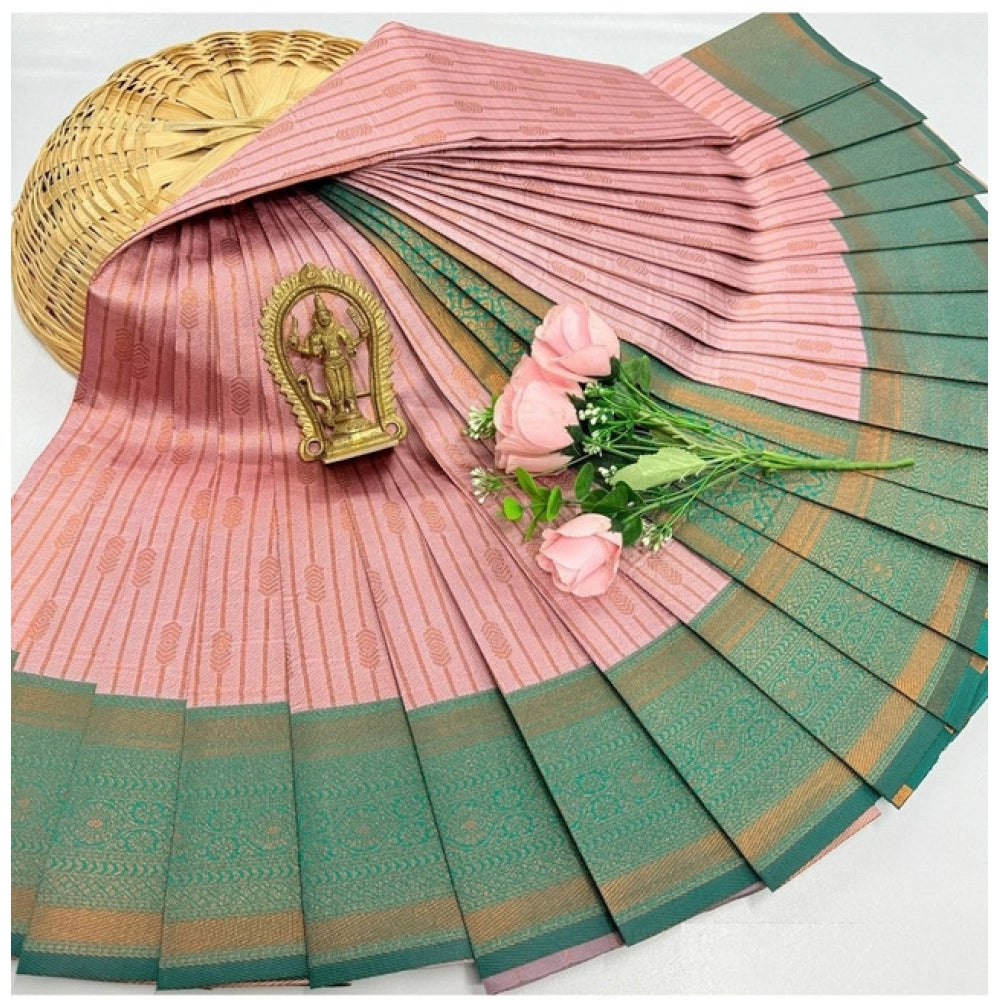 Women's Soft Silk Printed Saree With Unstitched Blouse 5.5Mtr (Light Pink
)